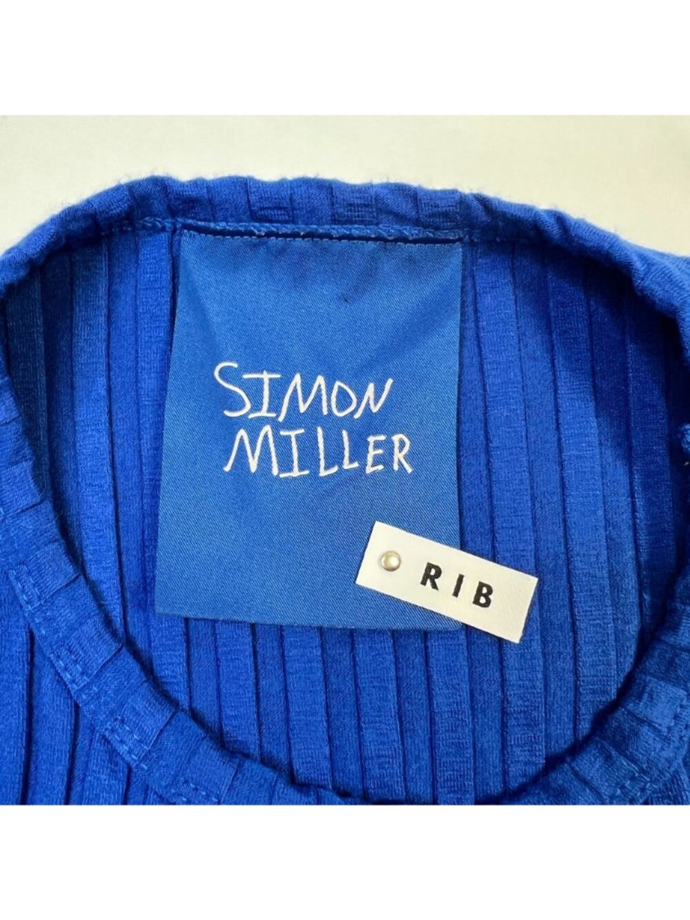 Simon Miller Troost Rib Racer Tank Top Ribbed Knit Designer Electric Blue Medium - Picture 3 of 9